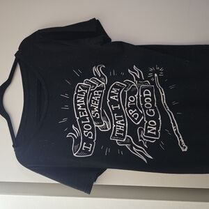 Black Graphic T-Shirt with White Print